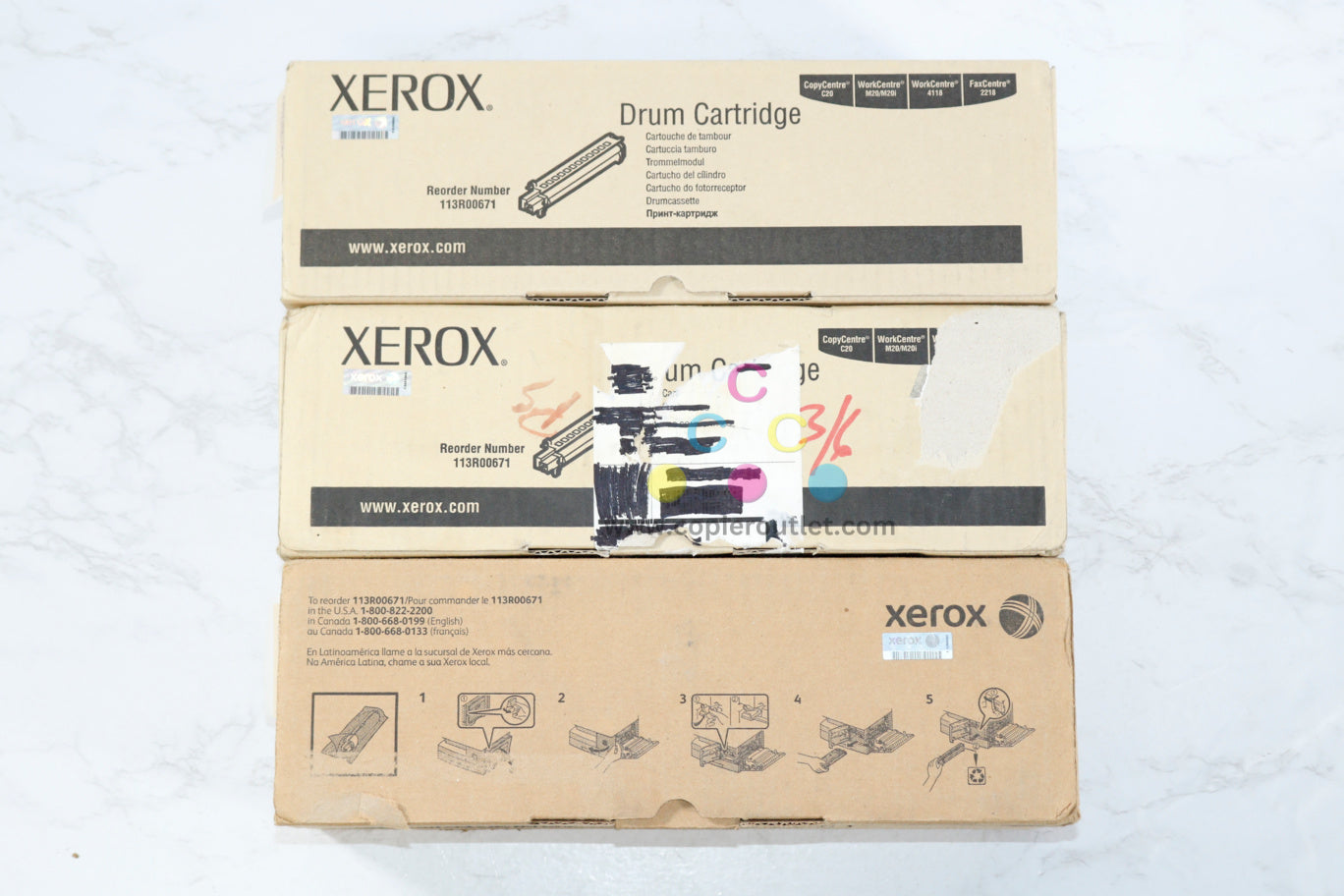 3 Cosmetic OEM Xerox WorkCentre 4118,M20,C20 Black Drum Unit 113R00671 (113R671)