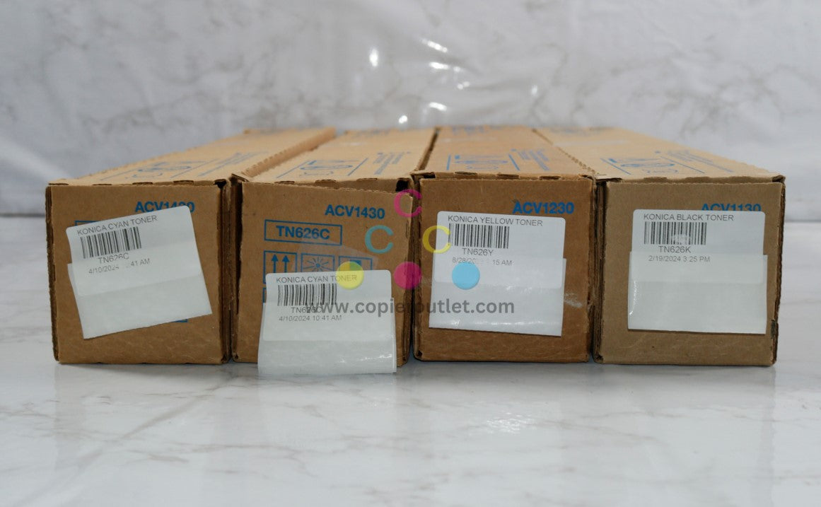 4 New OEM Konica Bizhub C450i/C550i TN626 CCYK Toners ACV1130,230,430