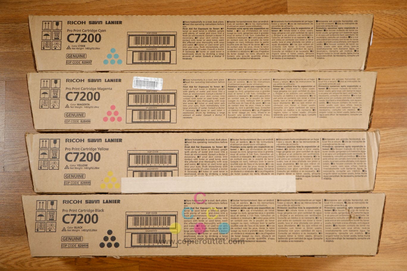 Genuine Ricoh Genuine Ricoh C7200 CMYK Toner Cartridges 828494-97 Pro C7200e C7210sx