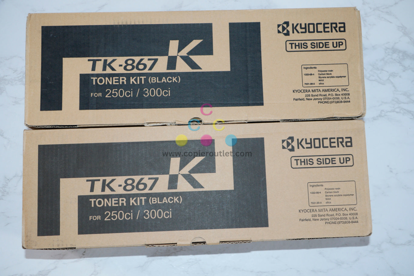 2 New OEM Kyocera TASKalfa 250ci, 300ci Black Toner Kits TK-867K Same Day Ship