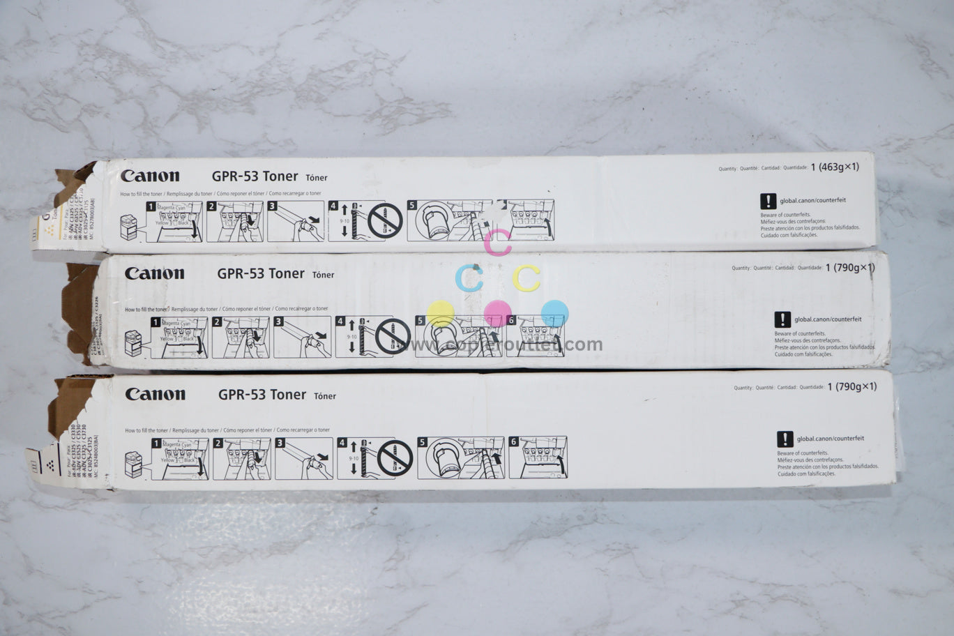 Open OEM Canon iRUNNER C3325, C3330, C3525, C3530, C3725 GPR-53 YKK Toner Set