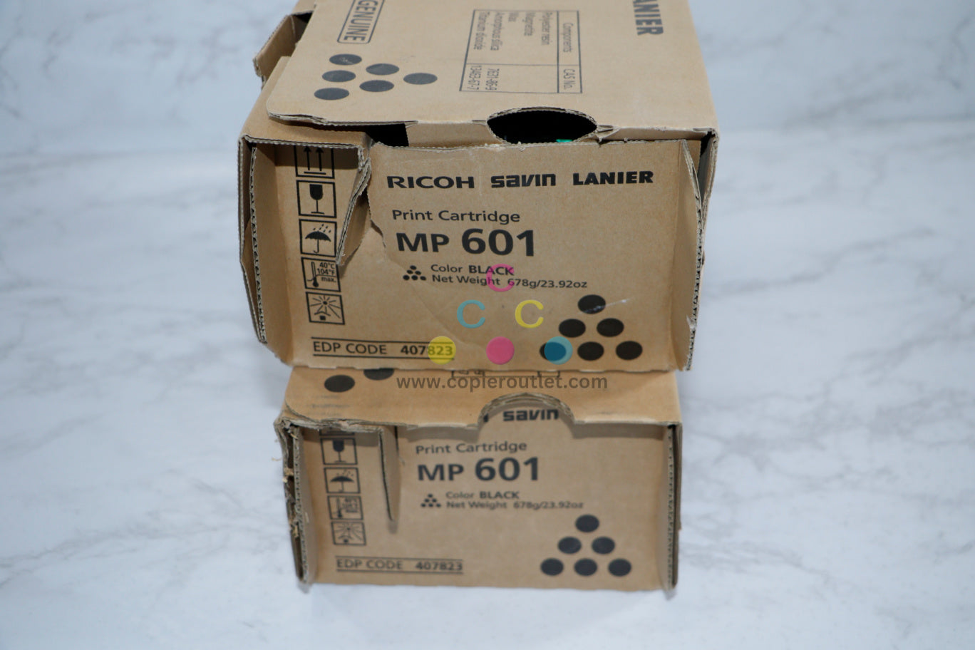 Lot of 2 Open Box Genuine Ricoh 407823 MP601 Black Toner for 501SPF/601SPF