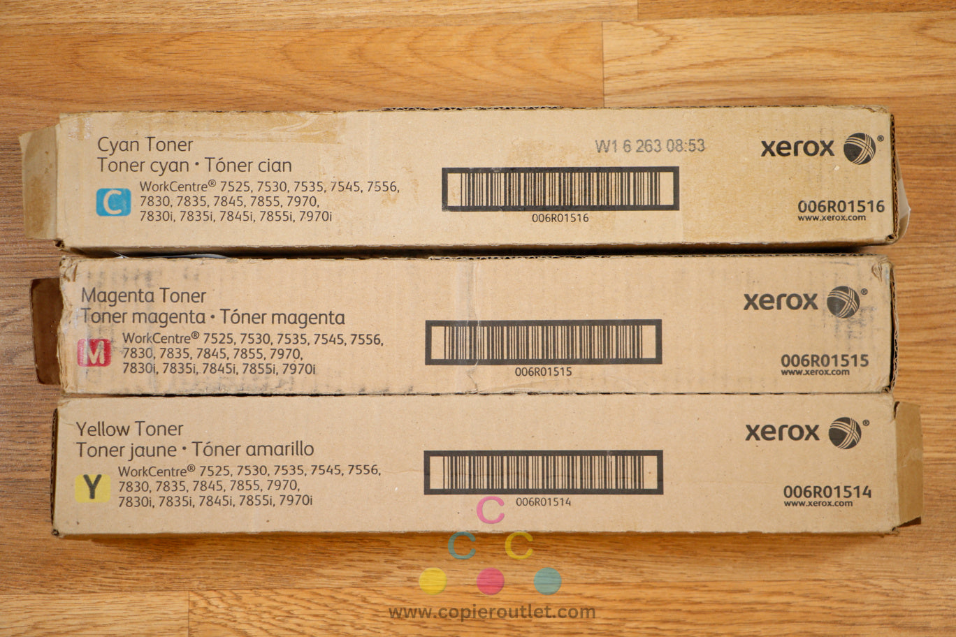 Open Genuine Xerox CMY Toner Cartridges WorkCentre 7525 7530 7535 7545 7556 7830