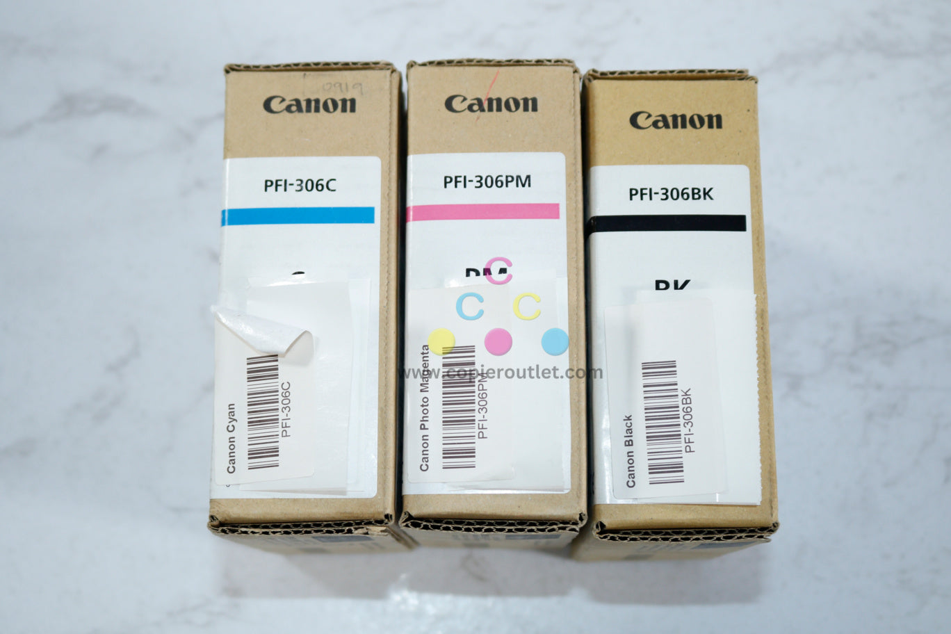 3 New OEM Canon imagePROGRAF IPF 8300, 8400 C,M,BK PF1-306 Ink Cartridges