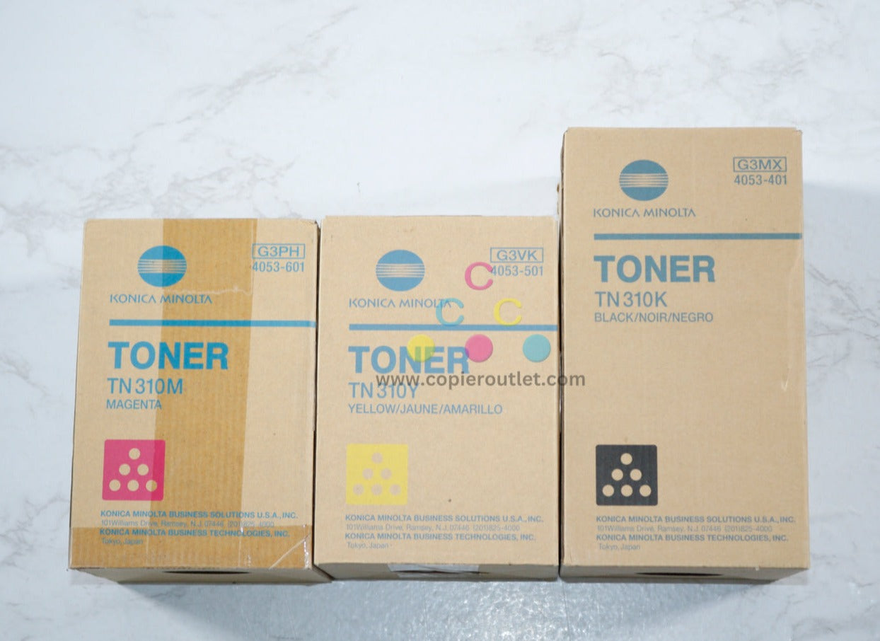 3 Open OEM Konica Minolta C350,C351,C450,CF2203 Toners TN310M,TN310Y,TN310K