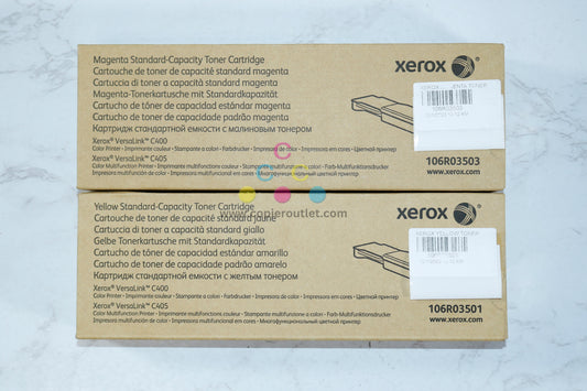 2 OEM Xerox VersaLink C400,C405 Mag & Yellow Standard Capacity Toner 106R03501,03