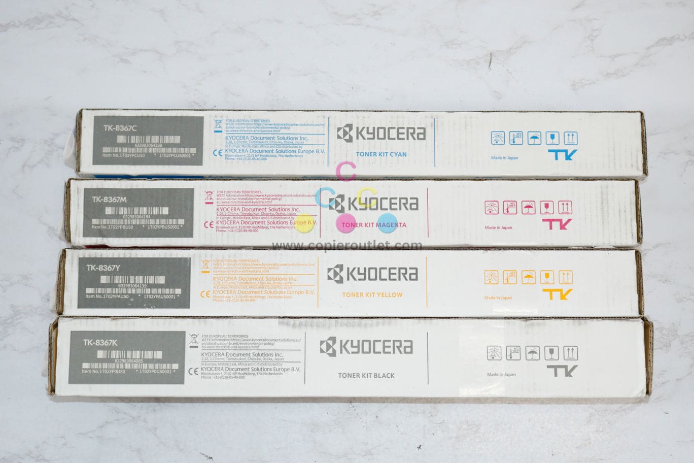 4 New Genuine Kyocera TASKalfa 2554ci,CS2554ci TK-8367 CMYK Toners Same Day Ship