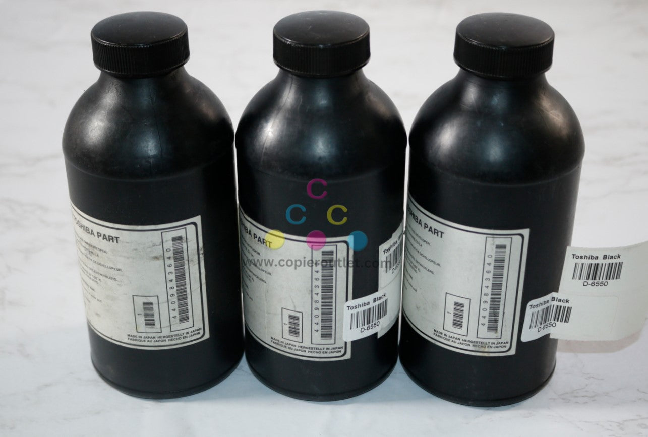 3 OEM Toshiba BD 6550,5540,5560 Black Developer Bottles D-6550, D6550, 4409843640