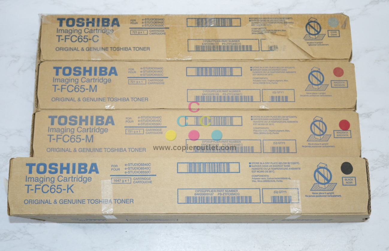 4 OEM Toshiba e-STUDIO 5540C,6540C,6550C T-FC65 CMMK Toners ( No Yellow)