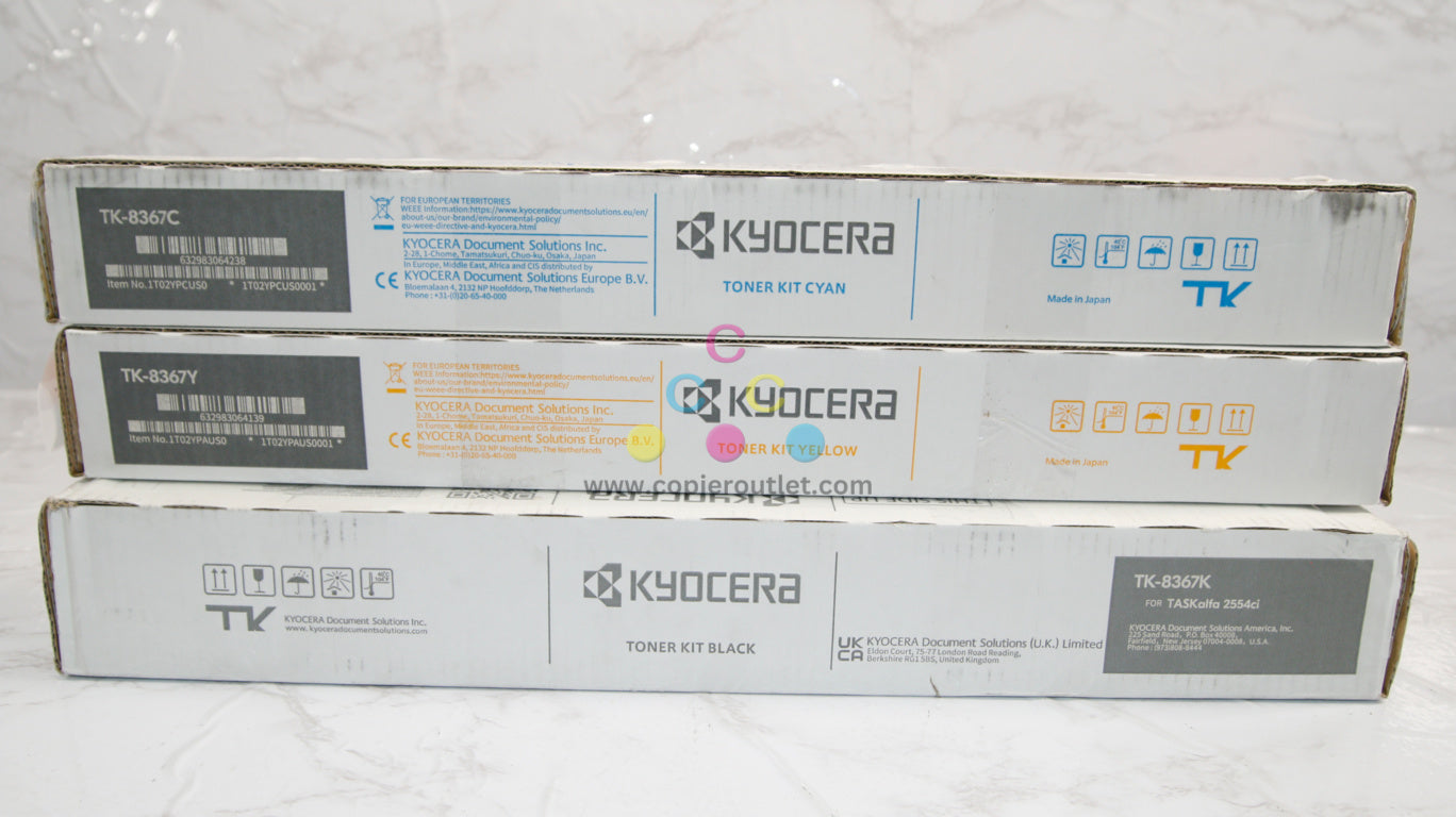 3  New Genuine Kyocera TASKalfa 2554ci,CS2554ci TK-8367 CYK Toners Same Day Ship