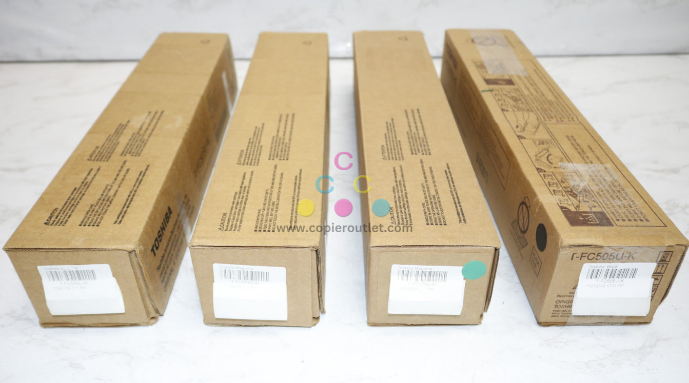 4 New OEM Toshiba e-STUDIO 2505AC/3005AC Toners T-FC505U-M (x3), T-FC505U-K