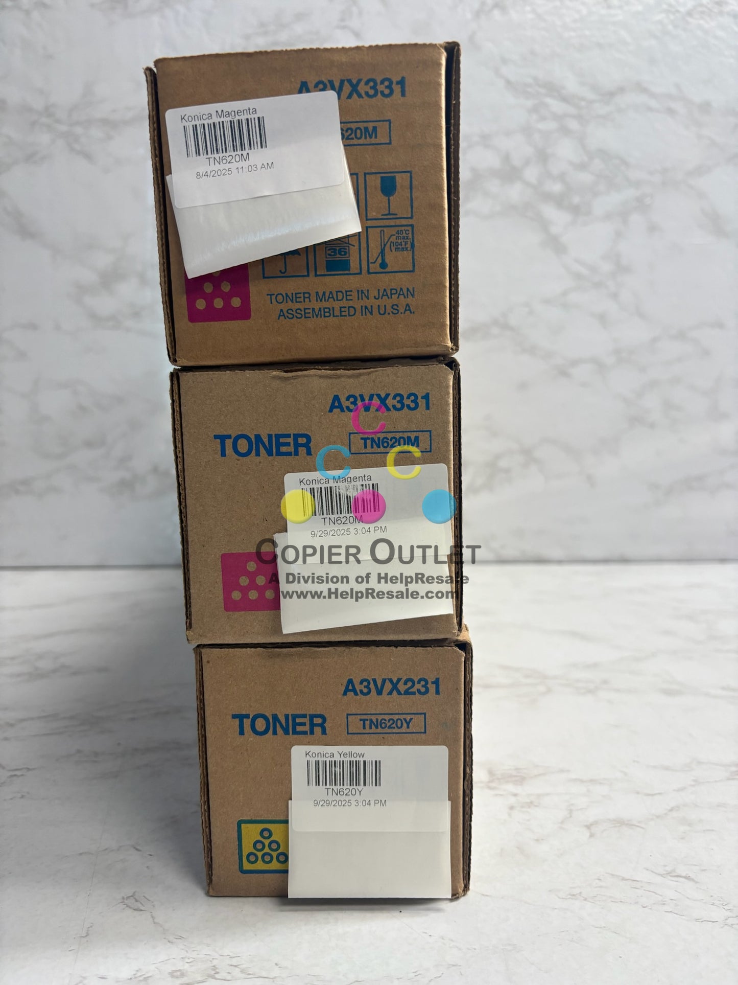 3 OEM Konica Minolta AccurioPrint C3070L, C4065 MMY Toners TN620M & TN620Y