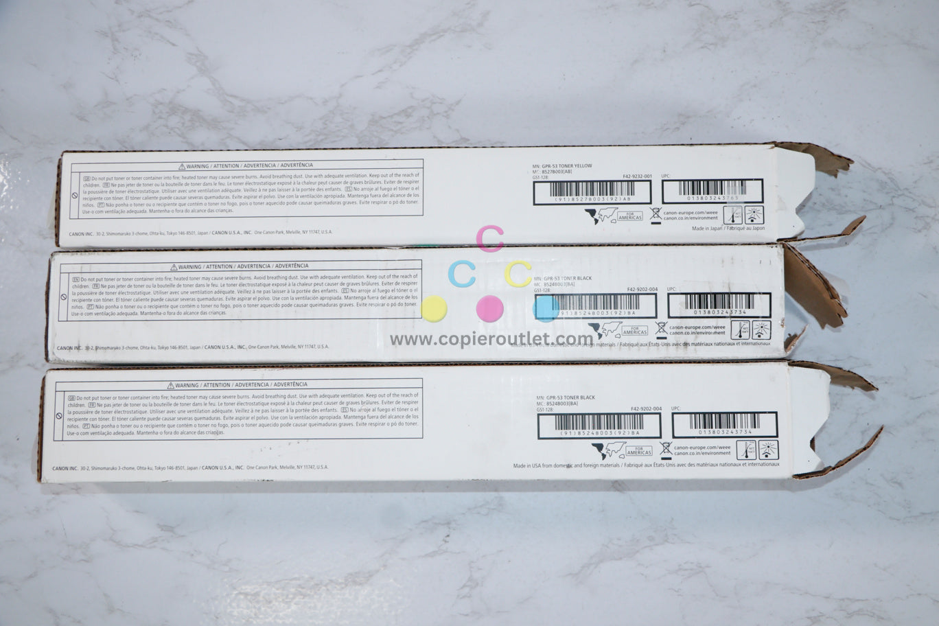 Open OEM Canon iRUNNER C3325, C3330, C3525, C3530, C3725 GPR-53 YKK Toner Set