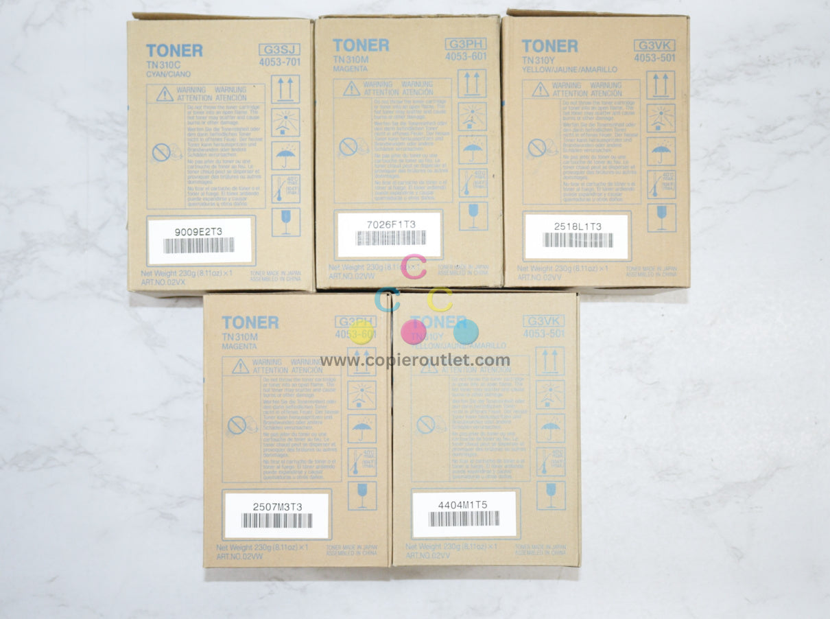 5 Open OEM Konica Minolta C350,C351,C450,CF2203 CMMYY TN310 Toners