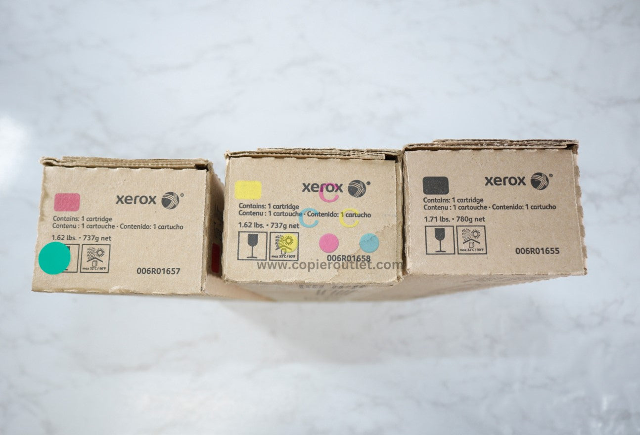 3 New OEM Xerox Color C60, C70 MYK Toner Cartridges 006R01655,6R01657, 6R01658