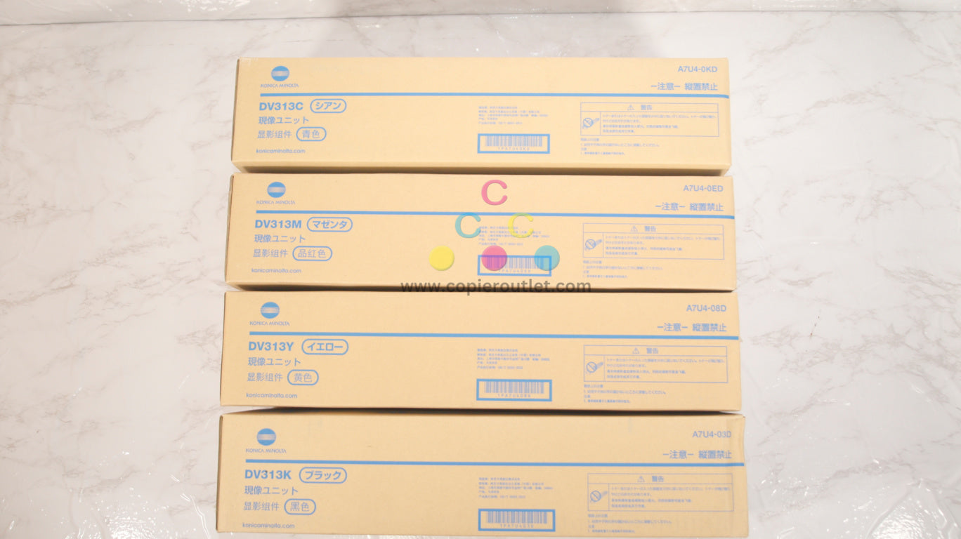 4 OEM Konica BH308,368,C308,C368 DV313 CMYK Developer Unit A7U4-0KD,0ED,08D,03D