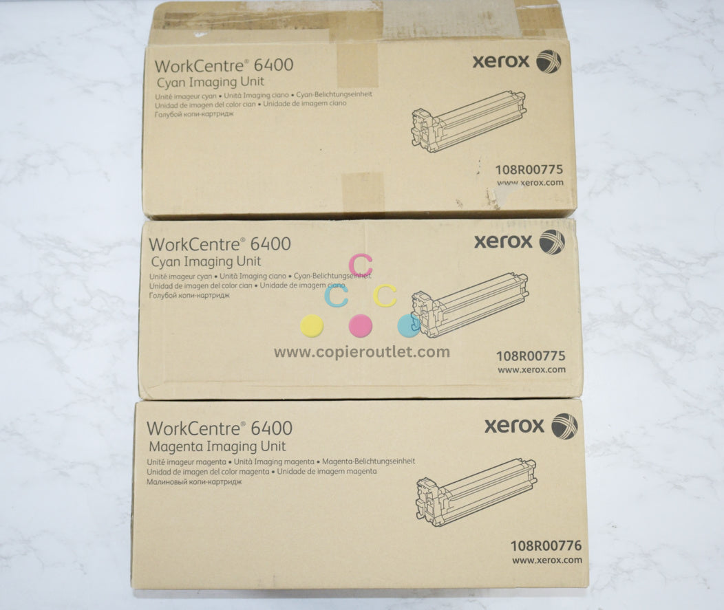 3 OEM Xerox WorkCentre 6400 CCM Imaging Unit 108R00775, 108R00776 (Open Cyan)