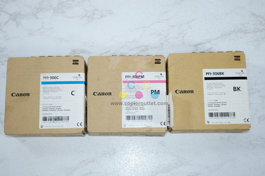 3 New OEM Canon imagePROGRAF IPF 8300, 8400 C,M,BK PF1-306 Ink Cartridges