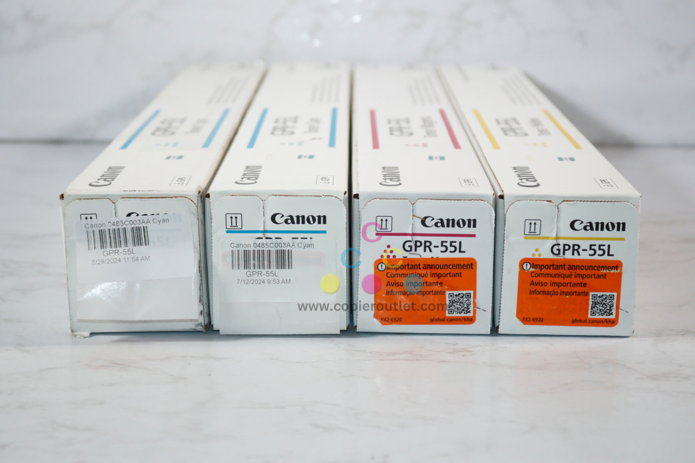 4 OEM Canon iR C5535/C5540 GPR-55L CCMY Toner 0485C003AA,0486C003AA,0487C003AA