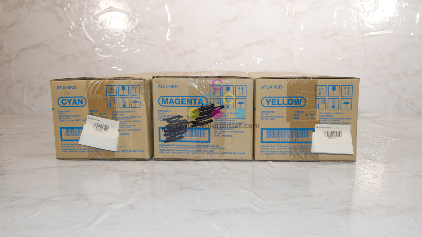 3 OEM Konica BH308,368,C308,C368 DV313 CMY Developer Unit A7U4-0KD,0ED,08D