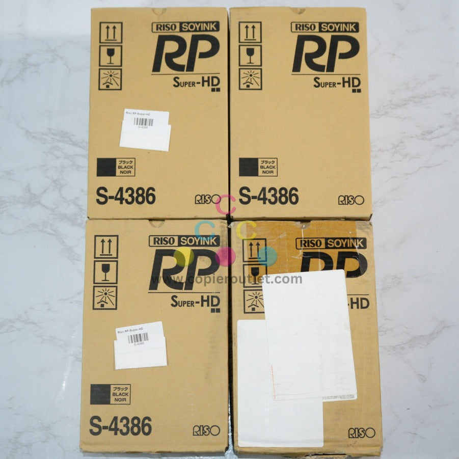 4 OEM Riso RP3100, RP3700, RP3790 Super-HD Soy Ink Cartridges S-4386, S4386