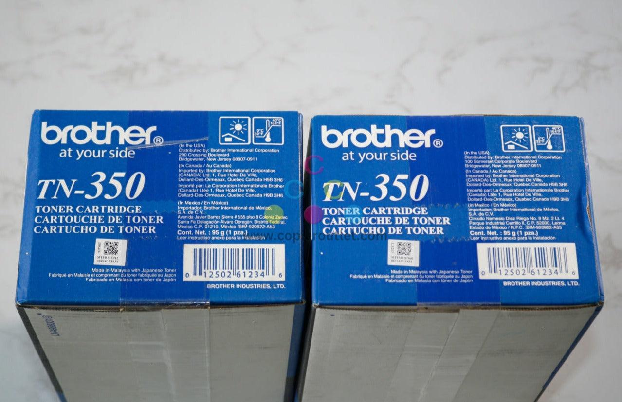 2 OEM Brother DCP-7020,HL-2040,HL-2070N,MFC-7220 Black Toners TN-350 / TN350