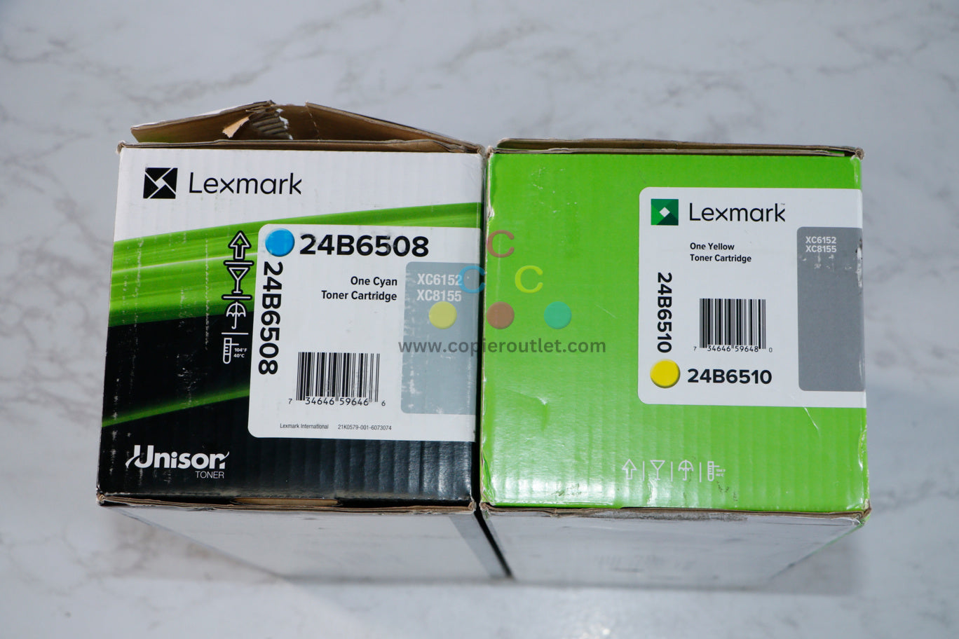 Lexmark XC6152, XC8155 24B6508(open), 24B6510 Cyan and Yellow Toner Cartridges