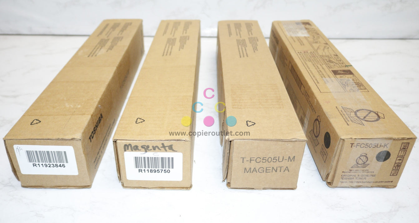 4 New OEM Toshiba e-STUDIO 2505AC/3005AC Toners T-FC505U-M (x3), T-FC505U-K