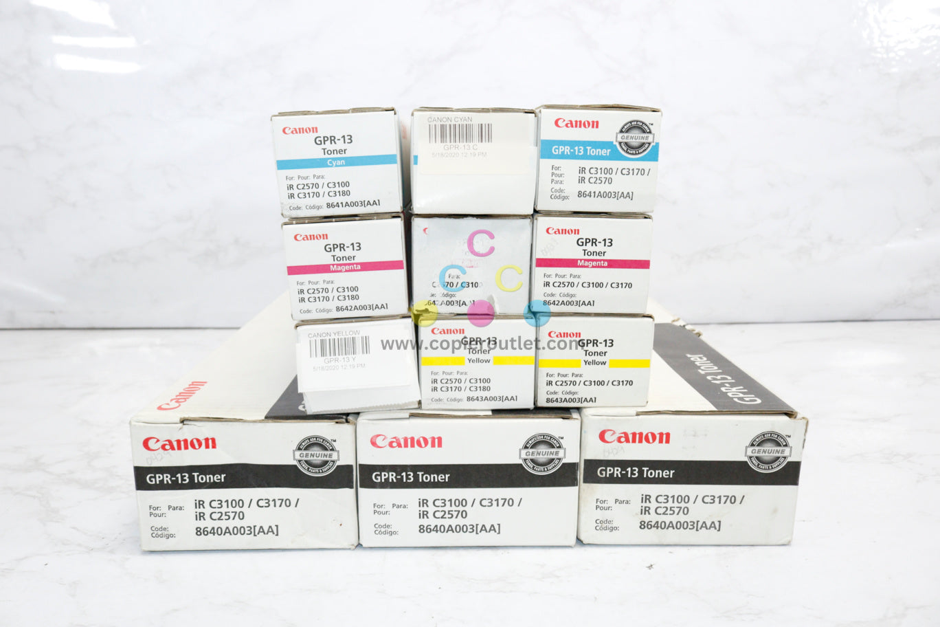 12 New OEM Canon iR C2570,C3100,C3170,C3180 GPR-13 CMYK Toners Same Day Ship!