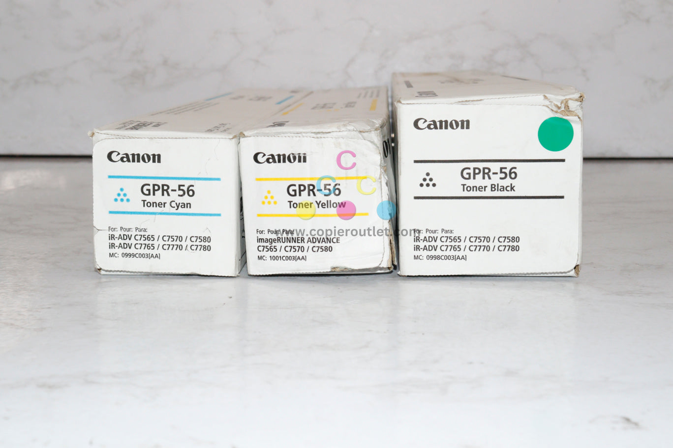 3 Cosmetic OEM Canon iR ADVC7565,C7570,C7580,C7765,C7770 CYK GPR-56 Same Day Ship