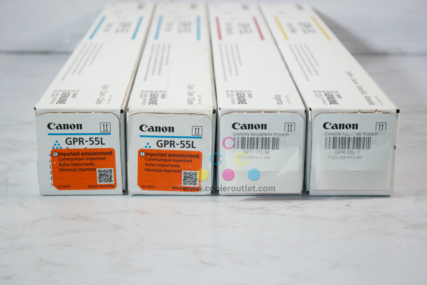 4 OEM Canon iR C5535/C5540 GPR-55L CCMY Toner 0485C003AA,0486C003AA,0487C003AA