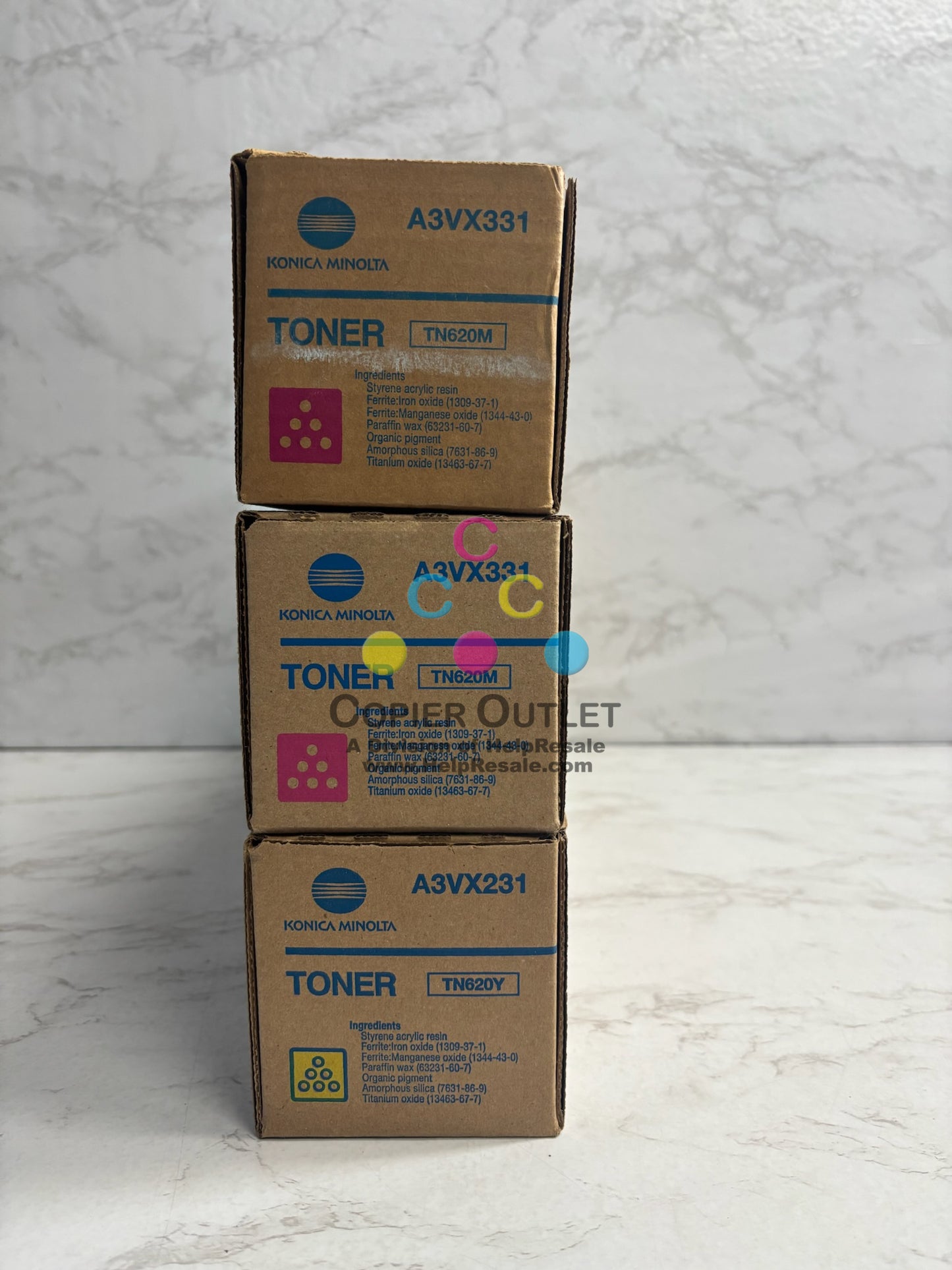 3 OEM Konica Minolta AccurioPrint C3070L, C4065 MMY Toners TN620M & TN620Y