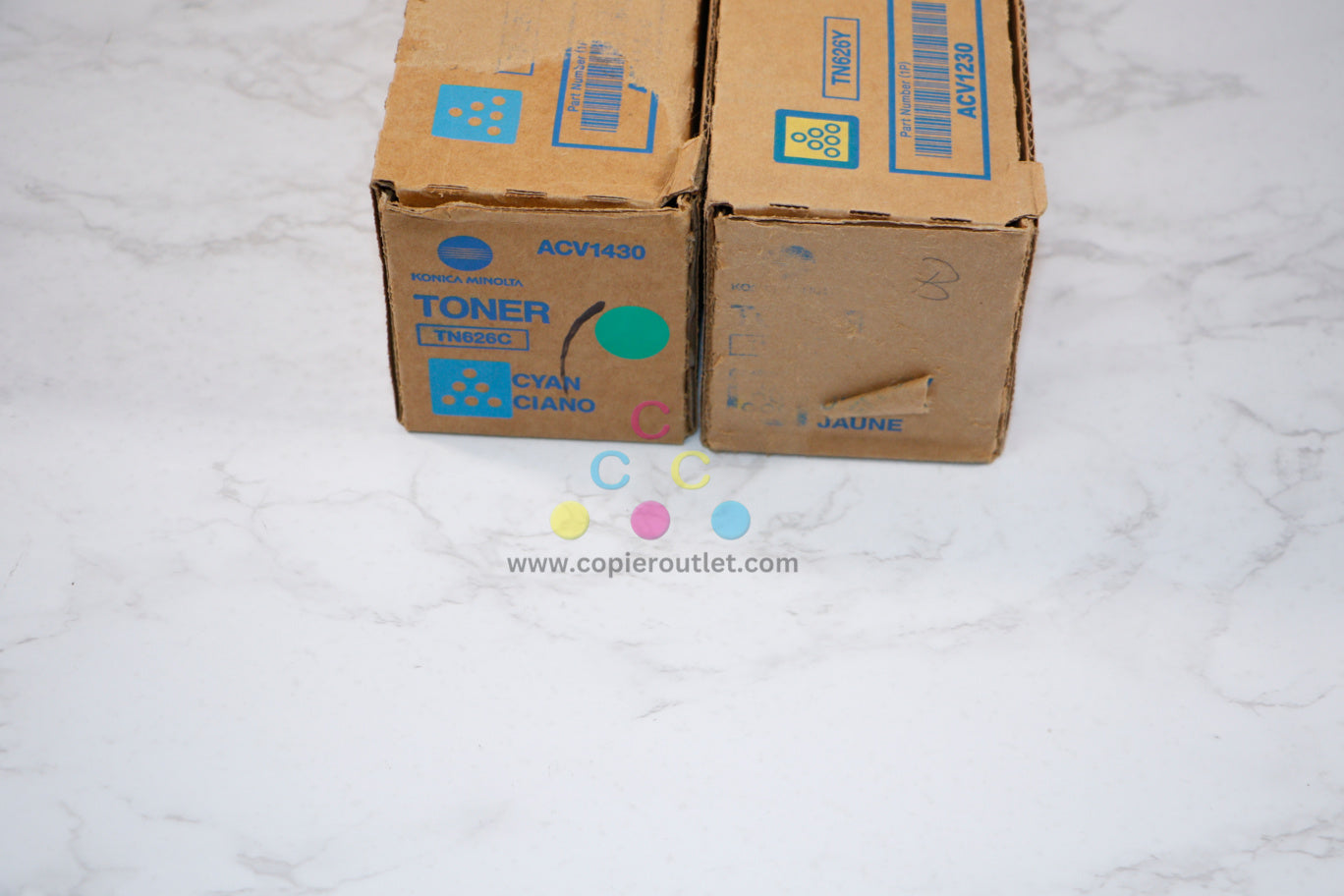 2 Cosmetic OEM Konica Minolta bizhub C450i,C550i,C650i Cyan And Yellow Toners TN626