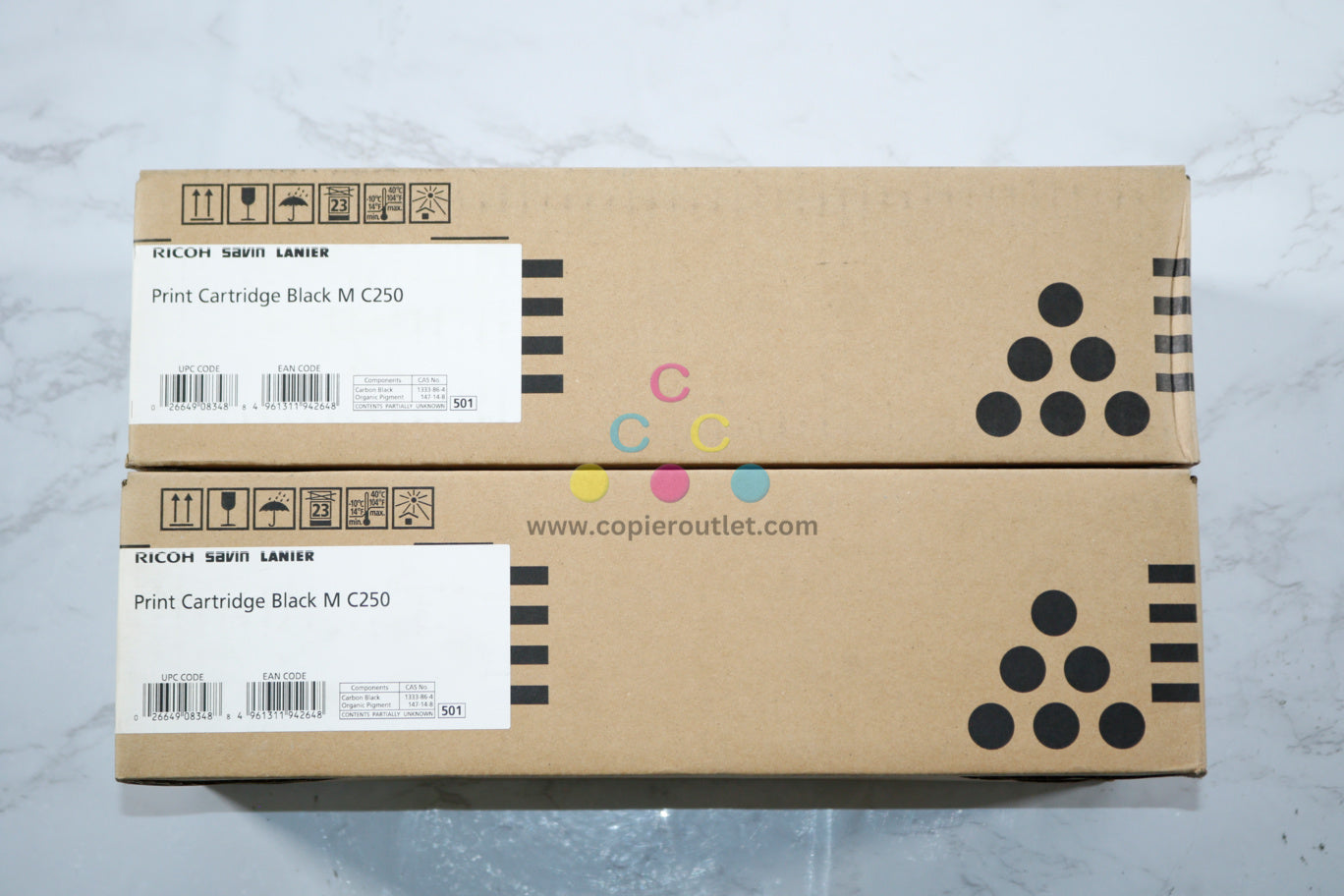 2 New OEM Ricoh M C250FWB, M C250 Black Toner Cartridges 408348 (M977-20)