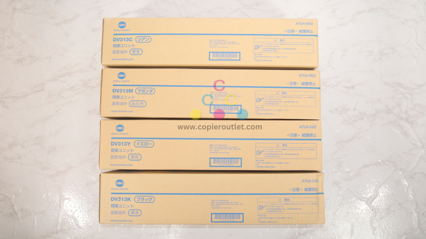 4 OEM Konica BH308,368,C308,C368 DV313 CMYK Developer Unit A7U4-0KD,0ED,08D,03D