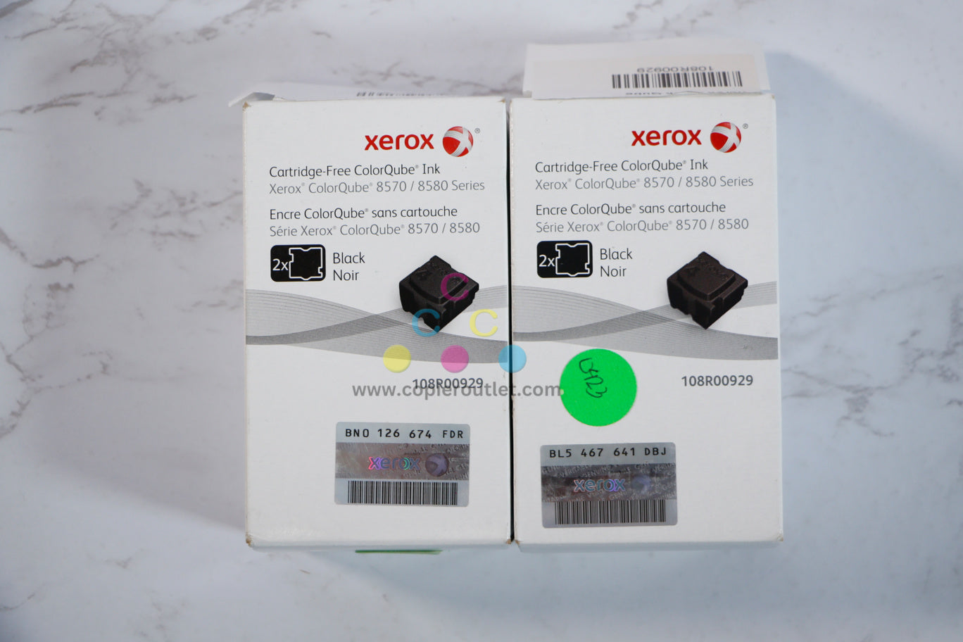 Lot of 2 New OEM Xerox ColorQube 8570,8580 Black Solid ColorQube Ink 108R00929