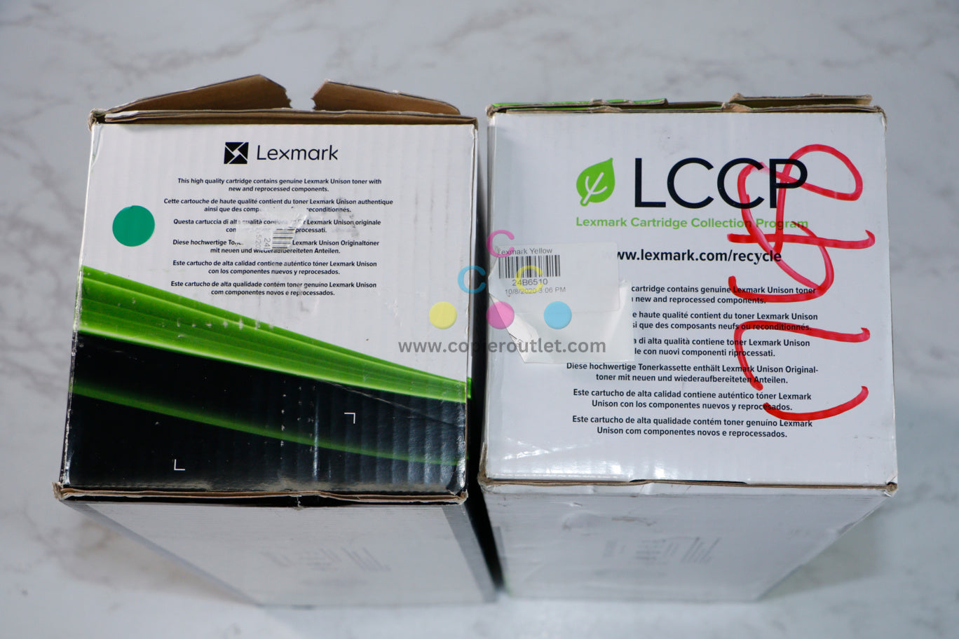 Lexmark XC6152, XC8155 24B6508(open), 24B6510 Cyan and Yellow Toner Cartridges