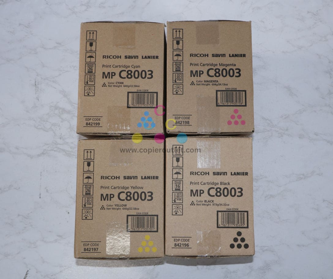 Genuine Ricoh Genuine Ricoh MP C8003,C6503,C6500,C8000 CMYK Toner Cartridges 842196,