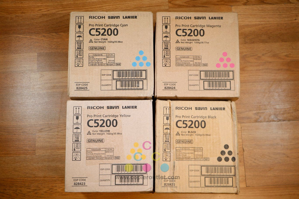 Genuine Ricoh Cosmetic Genuine Ricoh C5200 CMYK Pro Print Cart Set Pro C5200s C5210s