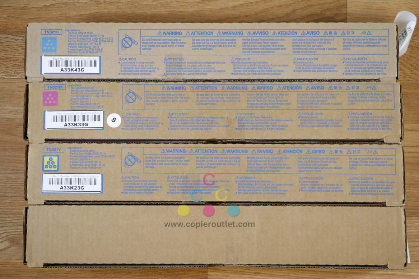 OEM Konica Minolta TN321 CMYK Low Yield Toner Cartridges BH C224/C284/C364/C364e