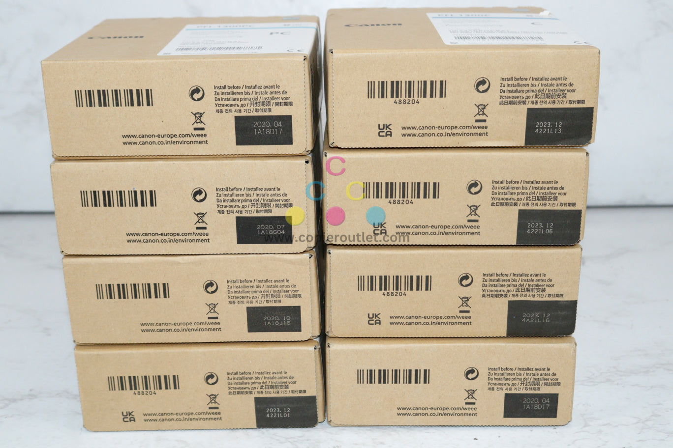 8 OEM Canon Pro-2000, C,M,Y,PM,PC,GY,MBK,PBK PFI-1300 Ink Tanks EXP:2020-2023