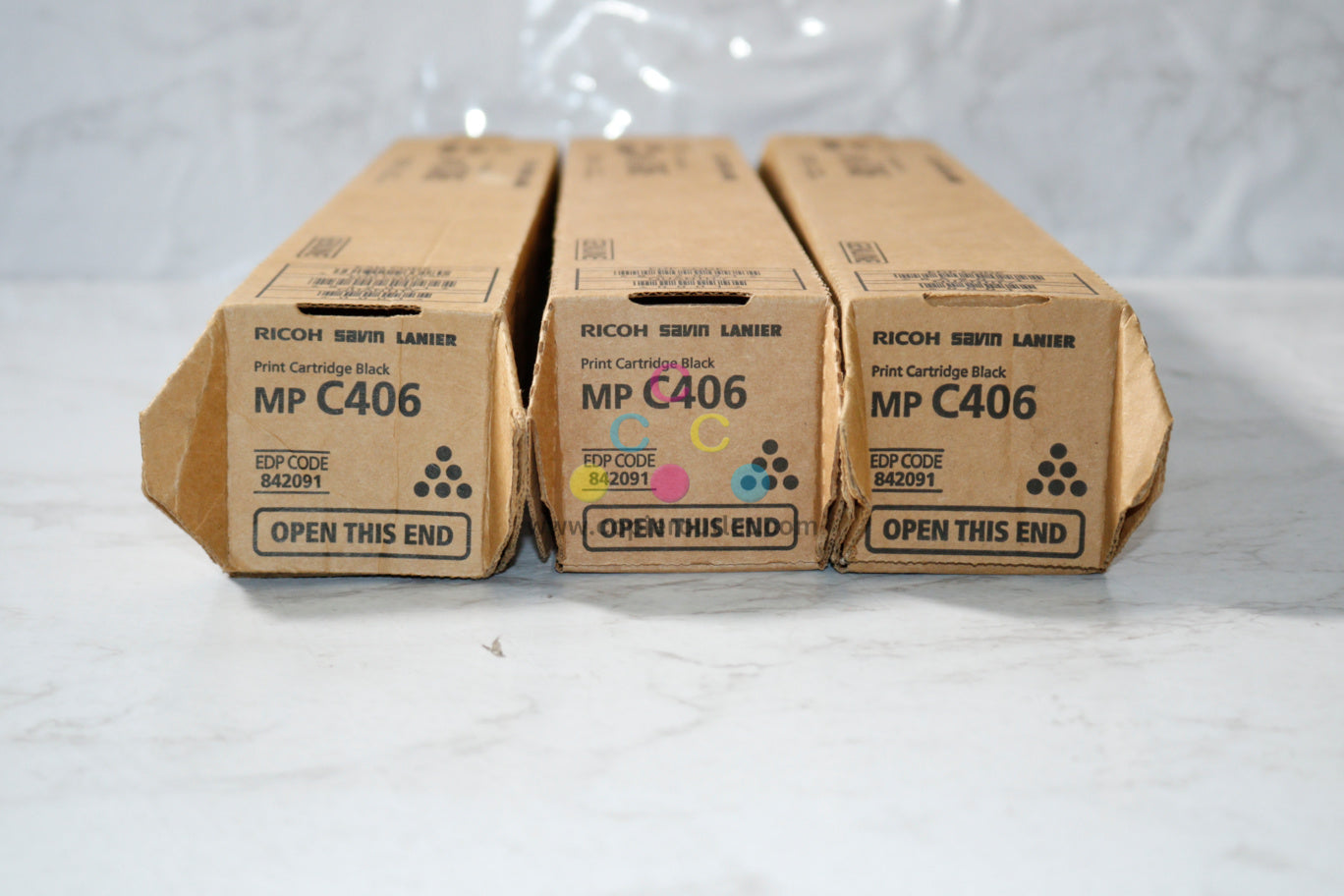 3 New OEM Ricoh MP C306, MP C307, MP C406 Black Toner Cartridges 842091