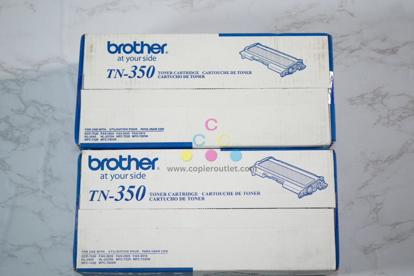 2 OEM Brother DCP-7020,HL-2040,HL-2070N,MFC-7220 Black Toners TN-350 / TN350