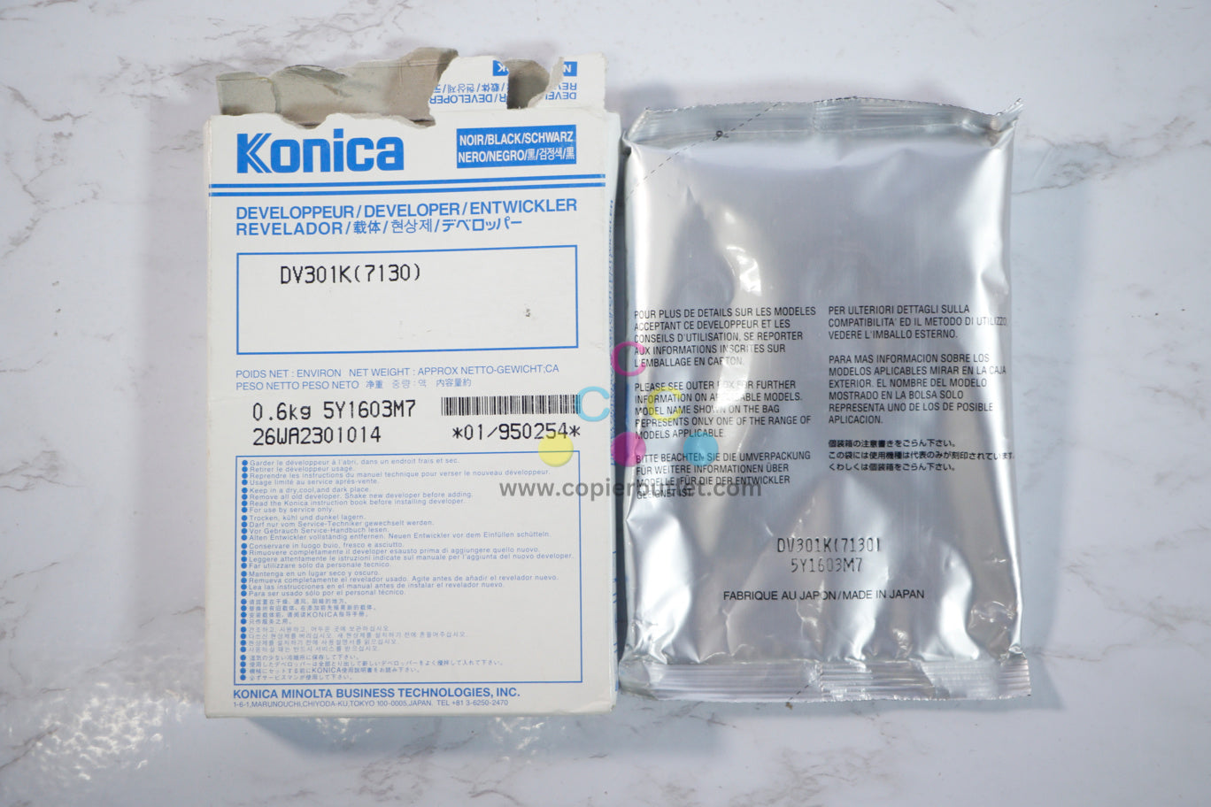 Open New OEM Konica Minolta 7022,7130,7135,7322 Black Developer DV301K(DV-301K, 950254)
