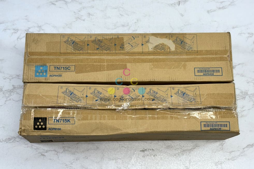 2 OEM Konica Minolta bizhub C750i, C751i TN715C & TN715K Toners ACP8430,ACP8130
