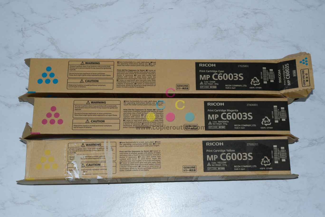 Genuine Ricoh MP C6003S,C4503,C5503 CMY Color Toners 841866, 841867, 841868