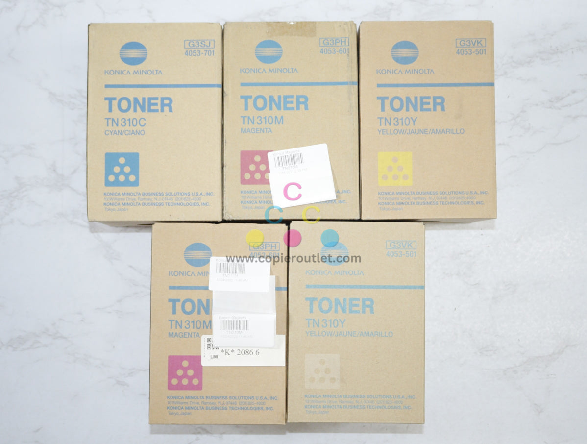 5 Open OEM Konica Minolta C350,C351,C450,CF2203 CMMYY TN310 Toners