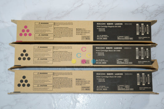 3 OEM Ricoh Savin Lanier IM C400 Magenta and Black MMK Toners 842370,842372