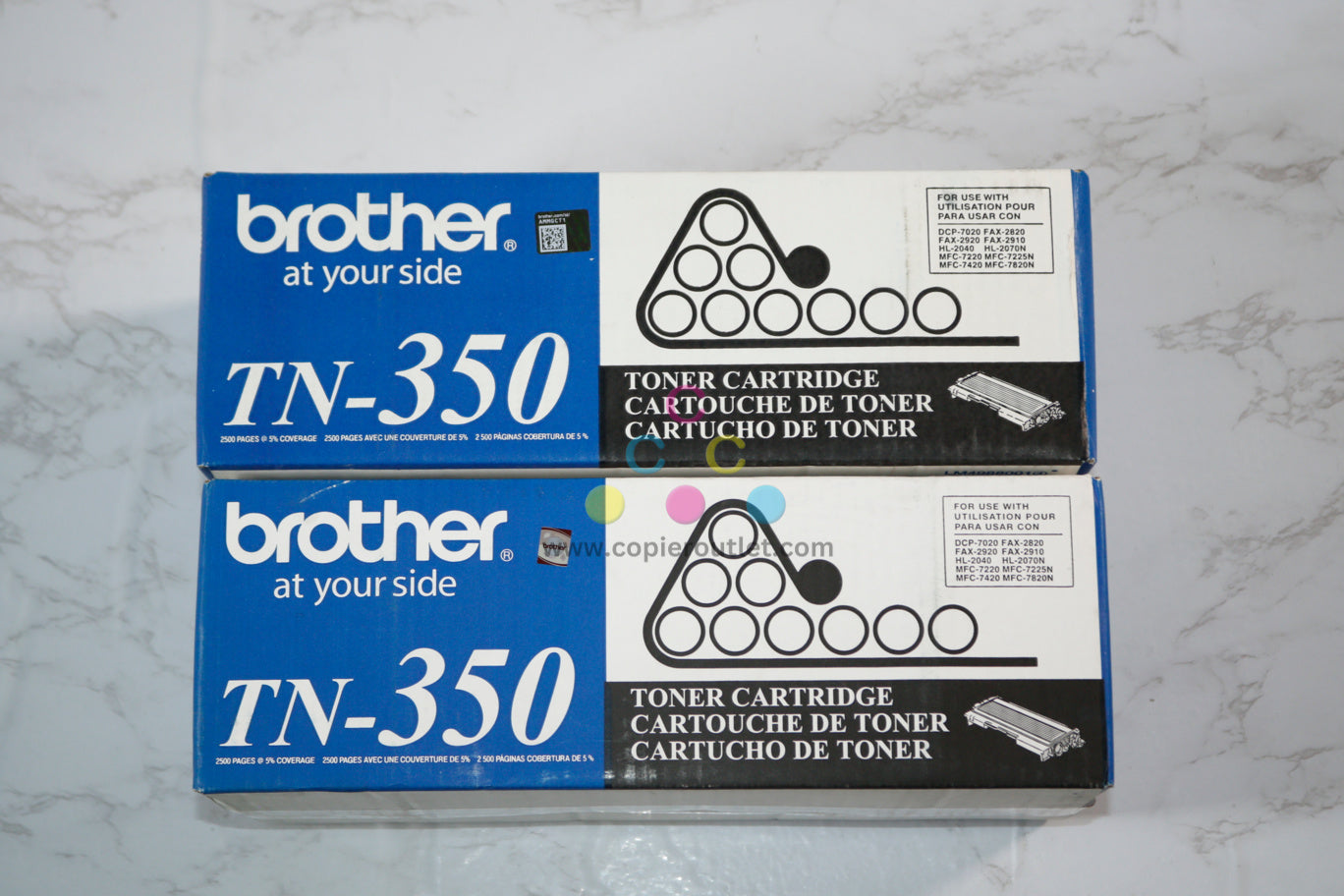 2 OEM Brother DCP-7020,HL-2040,HL-2070N,MFC-7220 Black Toners TN-350 / TN350