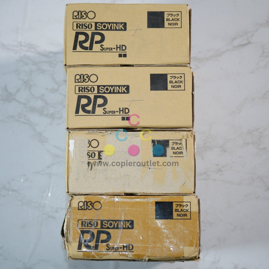 4 OEM Riso RP3100, RP3700, RP3790 Super-HD Soy Ink Cartridges S-4386, S4386